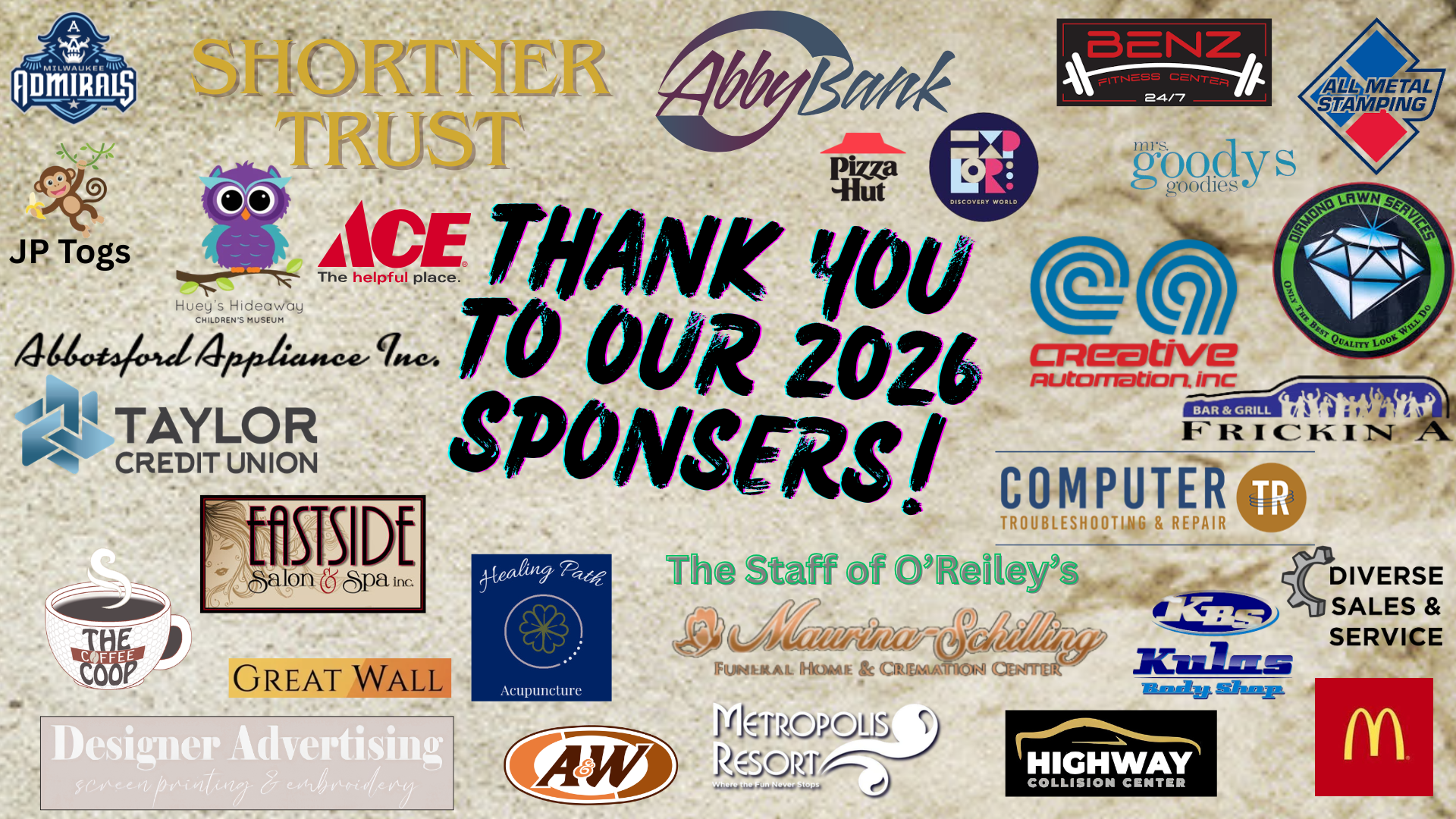 Logo for businesses that helped sponsor the Summer Reading Program.  